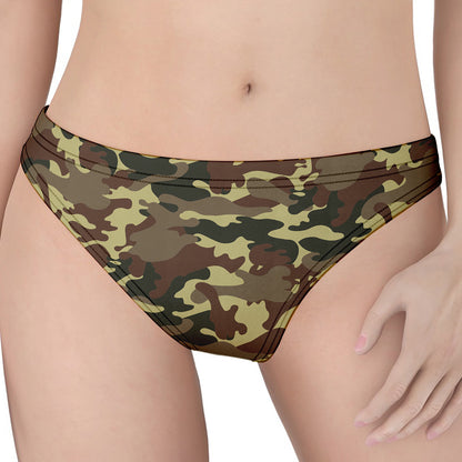 Brown Camouflage Print Women's Thong