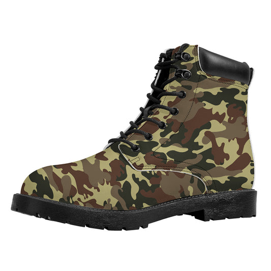 Brown Camouflage Print Work Boots