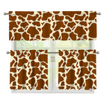 Brown Cow Print 3 Piece Kitchen Curtains