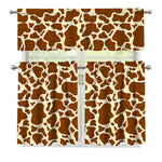 Brown Cow Print 3 Piece Kitchen Curtains