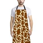 Brown Cow Print Bib Apron With Pocket