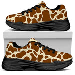 Brown Cow Print Black Chunky Shoes