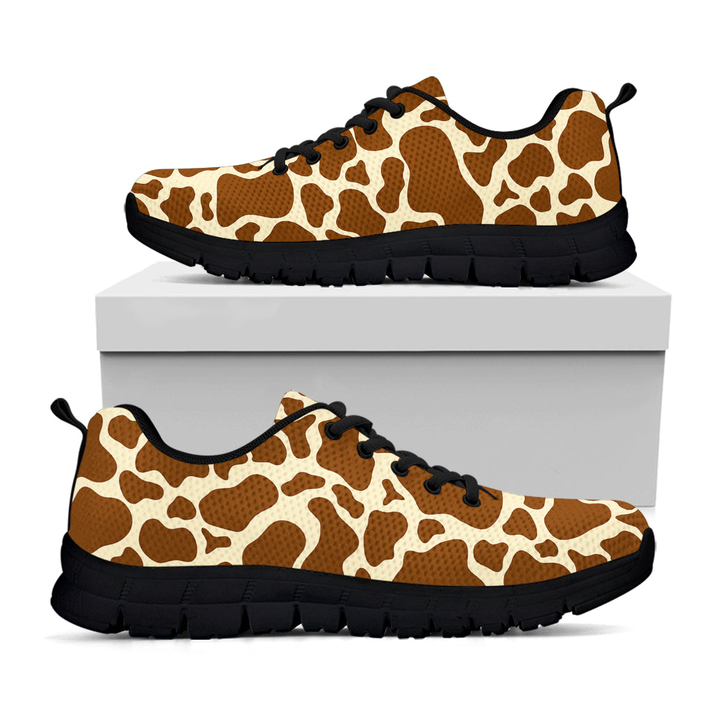 Brown Cow Print Black Running Shoes