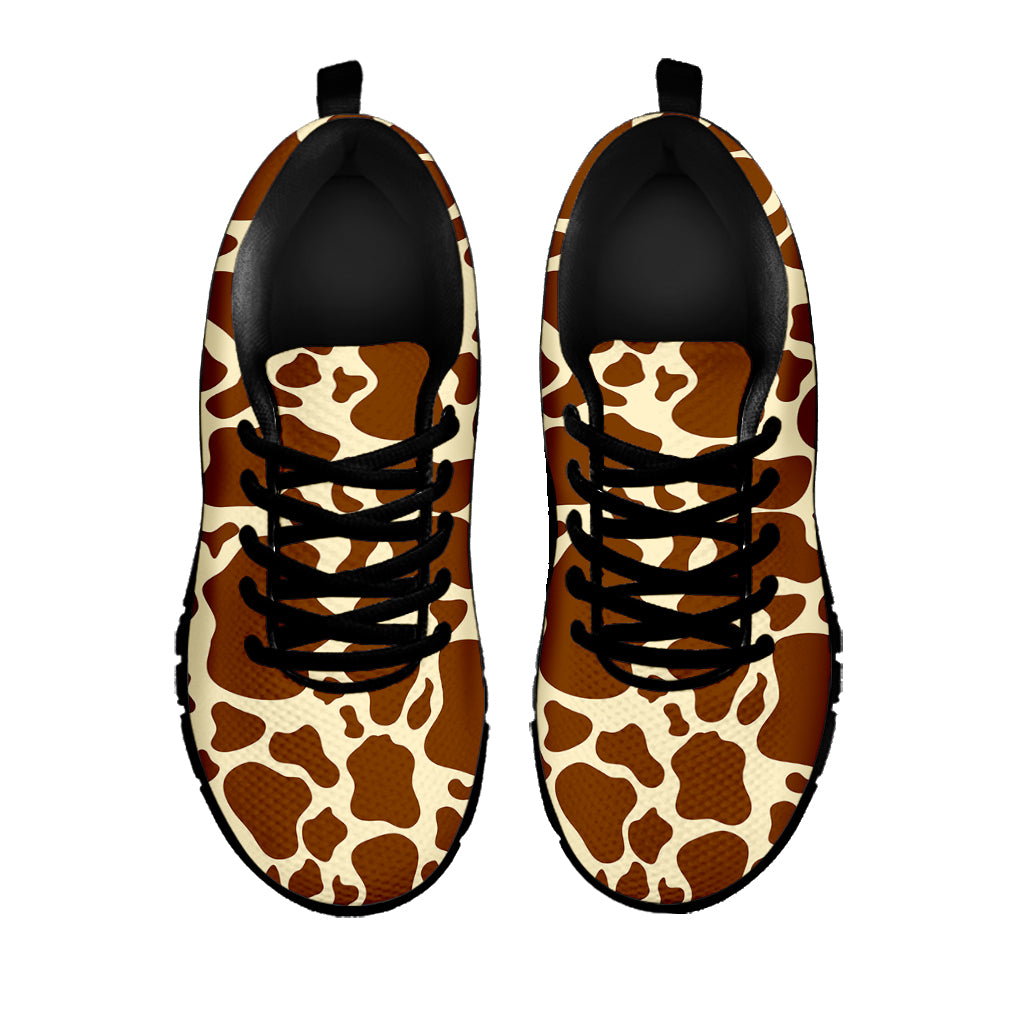 Brown Cow Print Black Running Shoes