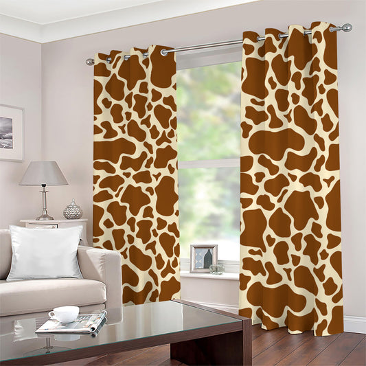 Brown Cow Print Blackout Grommet Curtains