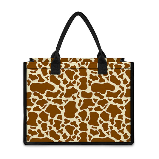 Brown Cow Print Canvas Tote Bag