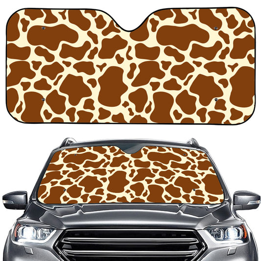Brown Cow Print Car Windshield Sun Shade