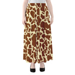 Brown Cow Print Chiffon Maxi Skirt