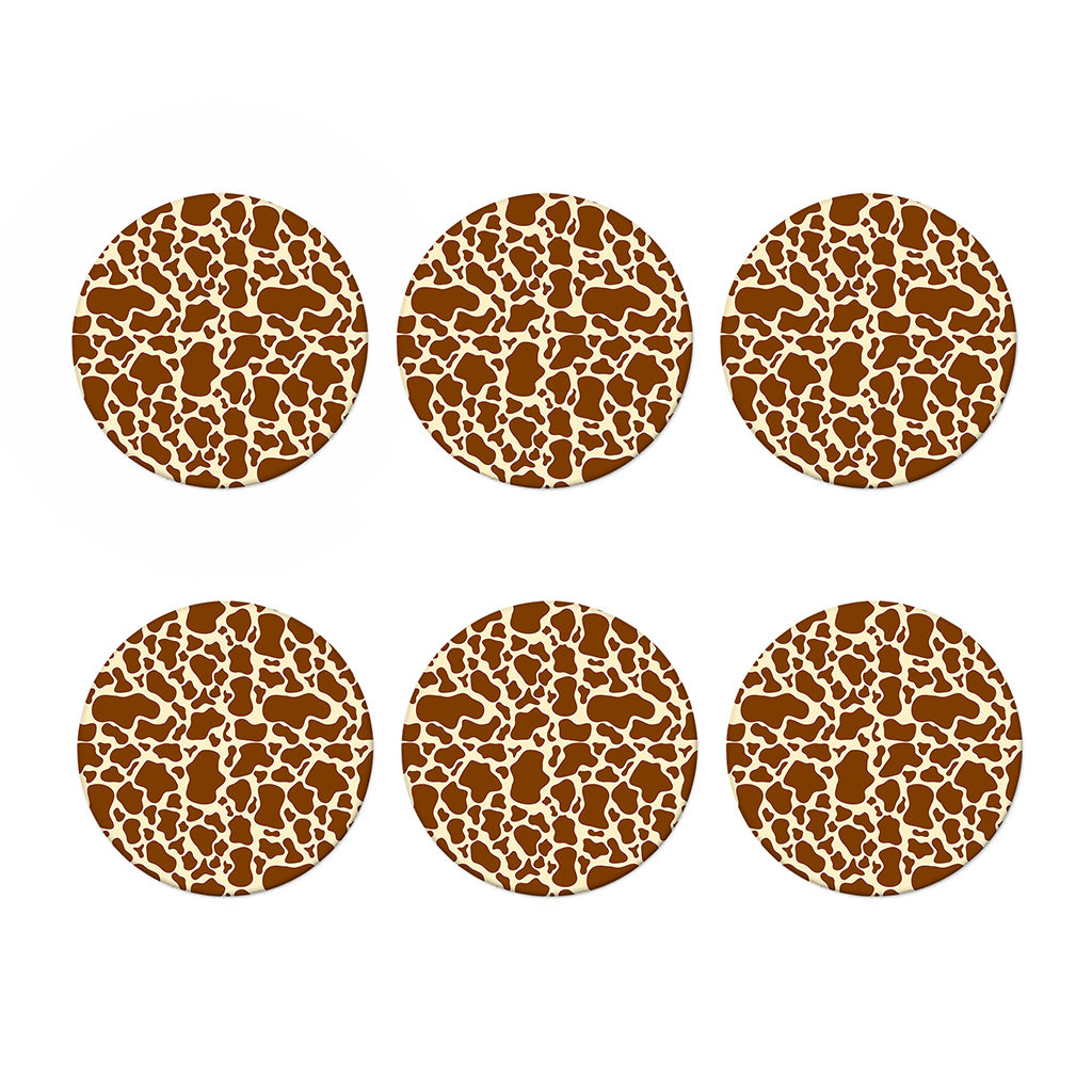 Brown Cow Print Coaster Set