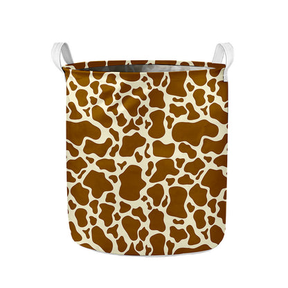 Brown Cow Print Collapsible Laundry Basket