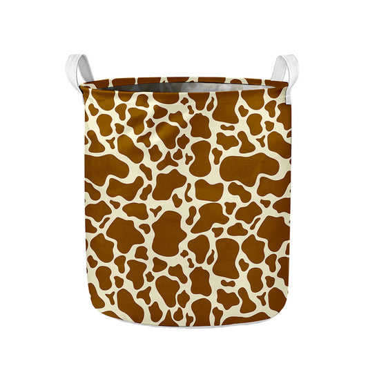 Brown Cow Print Collapsible Laundry Basket