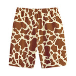 Brown Cow Print Cotton Shorts
