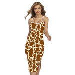 Brown Cow Print Cross Back Cami Dress