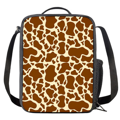 Brown Cow Print Crossbody Lunch Bag