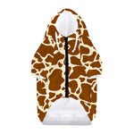 Brown Cow Print Dog Zip Up Hoodie