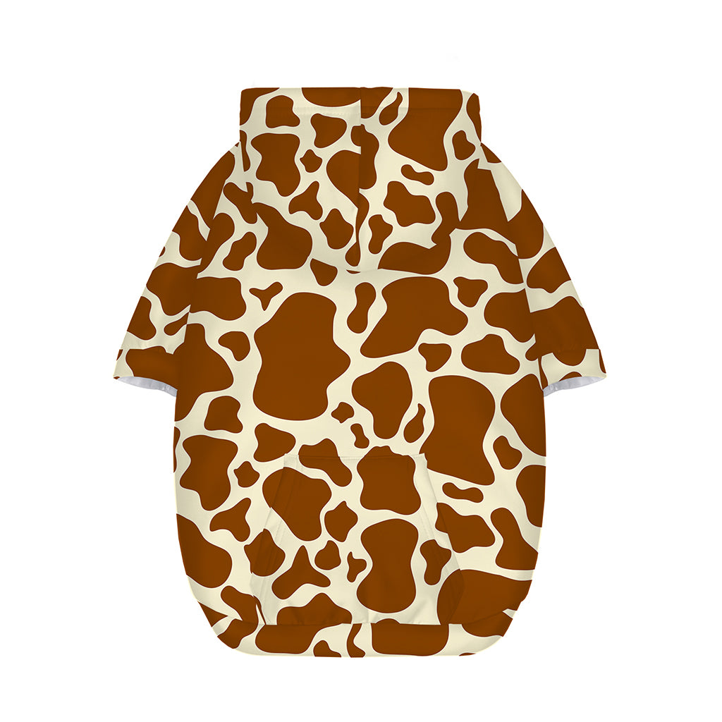 Brown Cow Print Dog Zip Up Hoodie