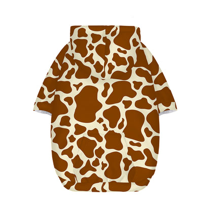 Brown Cow Print Dog Zip Up Hoodie