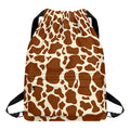 Brown Cow Print Drawstring Backpack