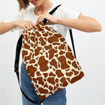 Brown Cow Print Drawstring Backpack