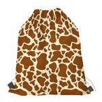 Brown Cow Print Drawstring Bag