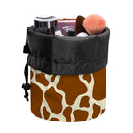Brown Cow Print Drawstring Makeup Bag