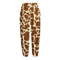 Brown Cow Print Fleece Lined Knit Pants