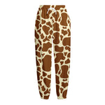 Brown Cow Print Fleece Lined Knit Pants