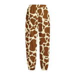 Brown Cow Print Fleece Lined Knit Pants