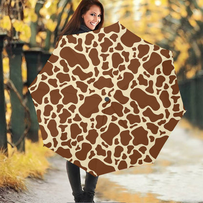 Brown Cow Print Foldable Umbrella