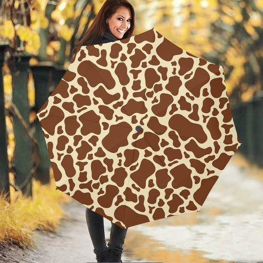 Brown Cow Print Foldable Umbrella