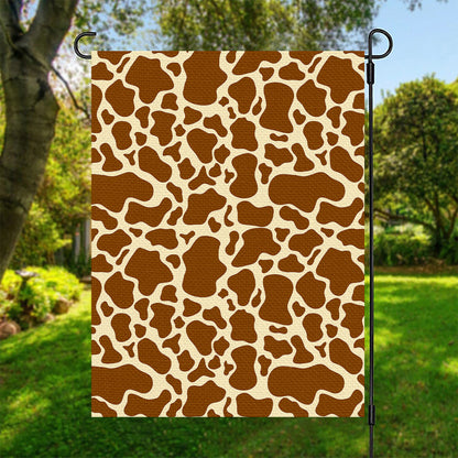 Brown Cow Print Garden Flag