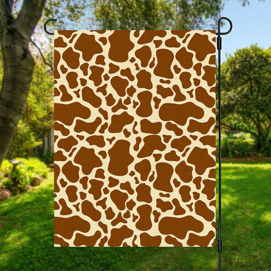 Brown Cow Print Garden Flag