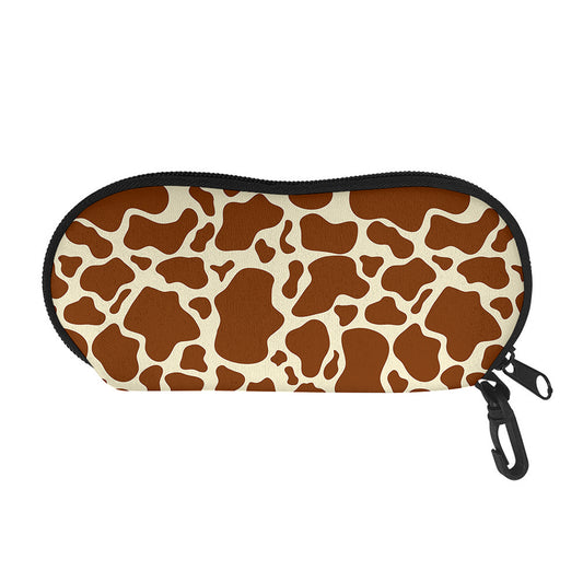 Brown Cow Print Glasses Case