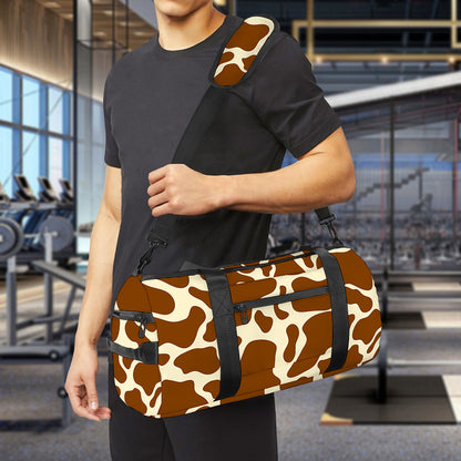 Brown Cow Print Gym Bag