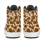 Brown Cow Print High Top Leather Sneakers