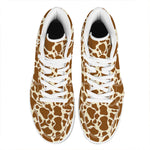 Brown Cow Print High Top Leather Sneakers
