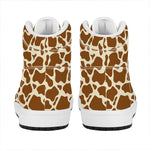 Brown Cow Print High Top Leather Sneakers