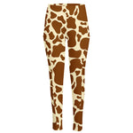 Brown Cow Print High-Waisted Pocket Leggings