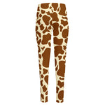 Brown Cow Print High-Waisted Pocket Leggings