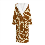 Brown Cow Print Hooded Bathrobe