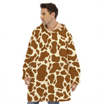Brown Cow Print Hoodie Blanket