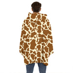 Brown Cow Print Hoodie Blanket