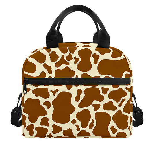 Brown Cow Print Insulated Lunch Bag