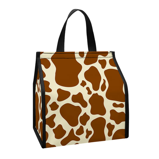 Brown Cow Print Insulated Lunch Tote