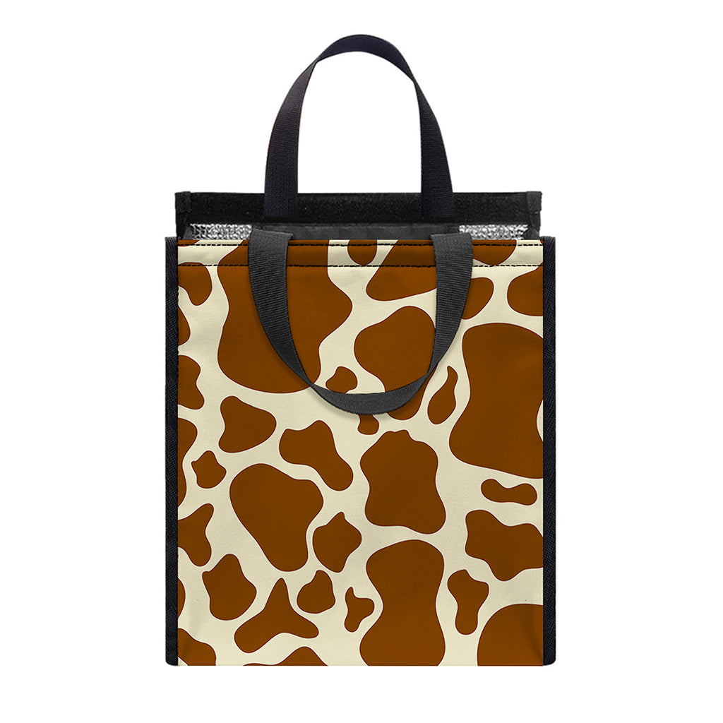 Brown Cow Print Insulated Lunch Tote