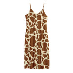 Brown Cow Print Jersey Midi Cami Dress
