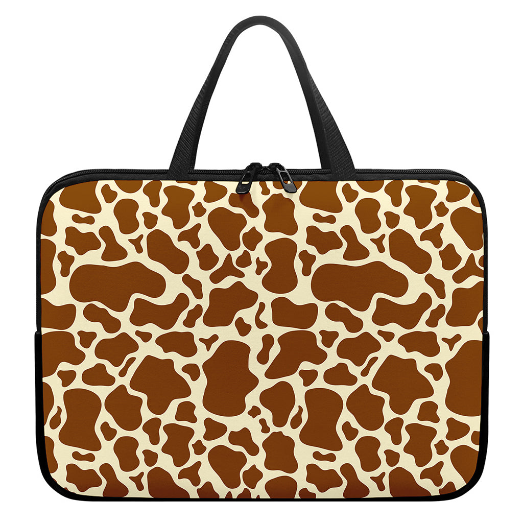 Brown Cow Print Laptop Sleeve With Handle