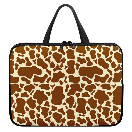 Brown Cow Print Laptop Sleeve With Handle