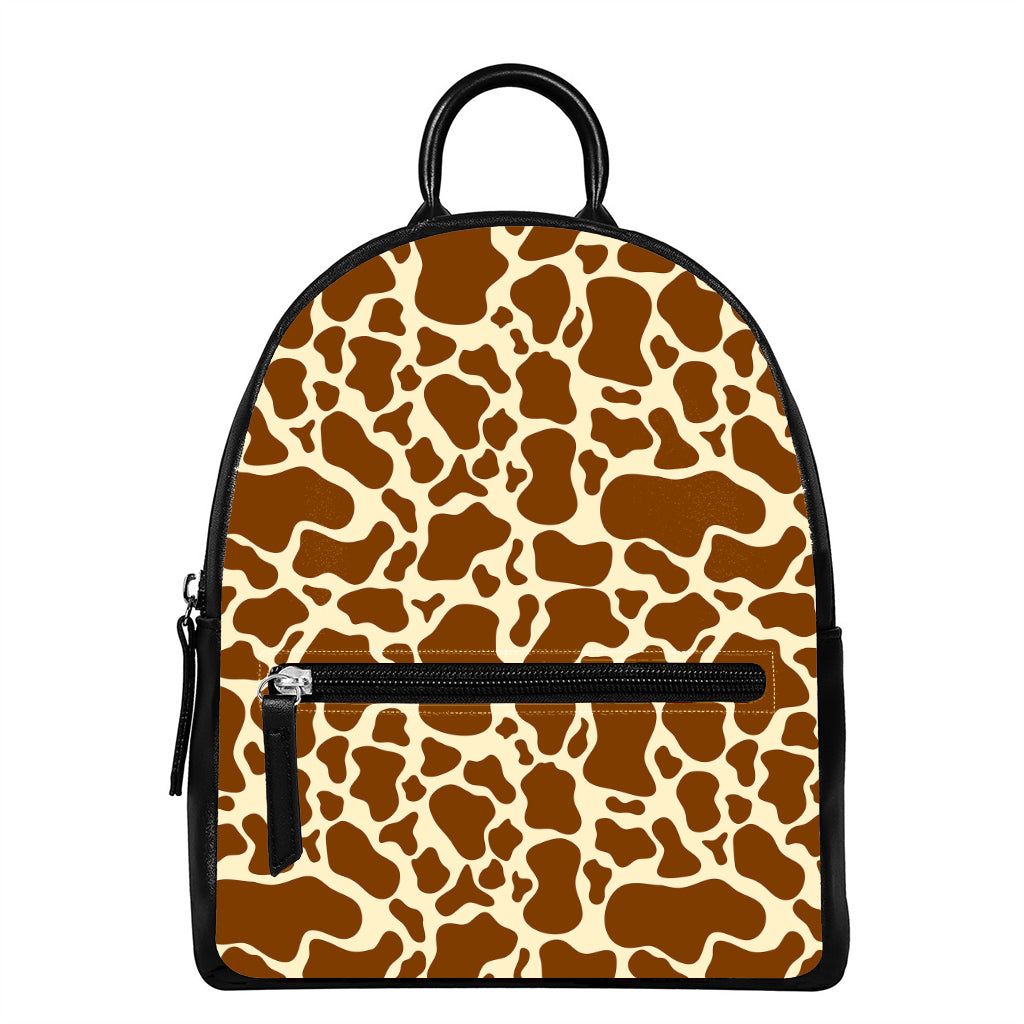 Brown Cow Print Leather Backpack