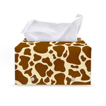 Brown Cow Print Leather Tissue Box Cover